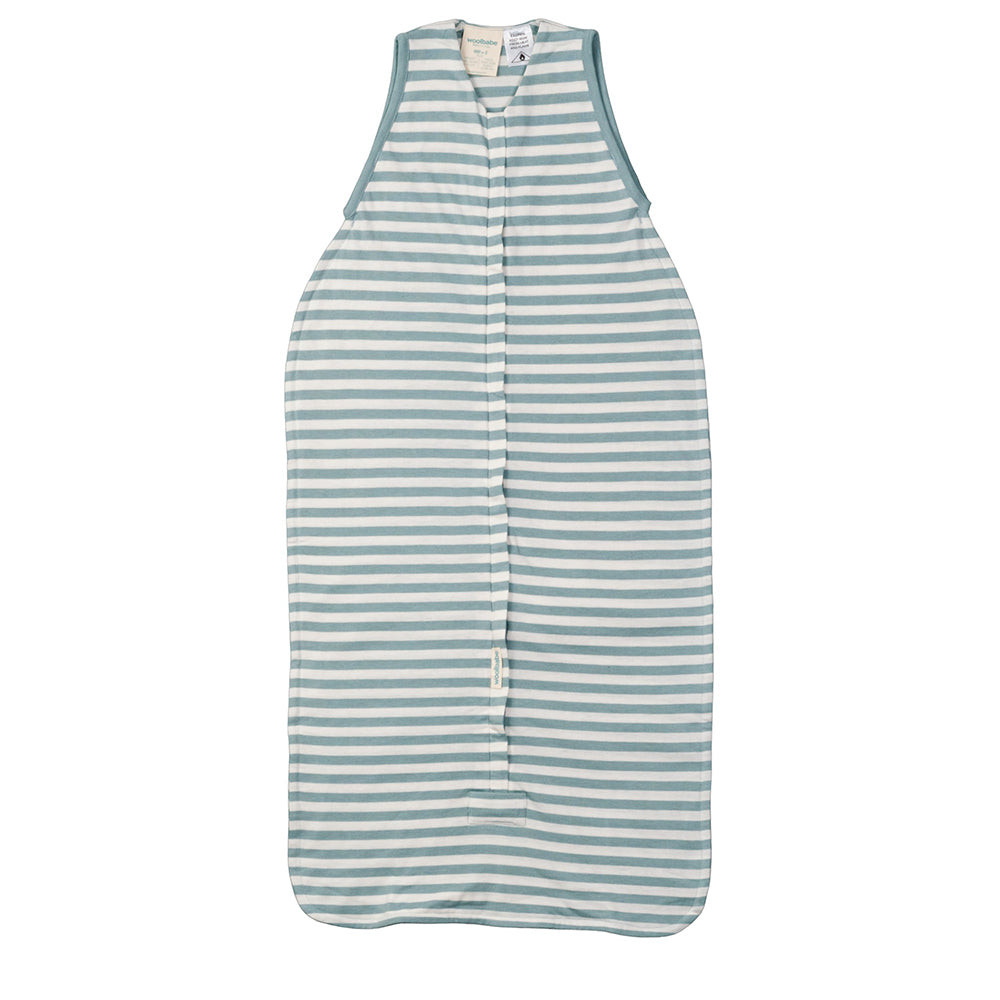 Striped Woolbabe all seasons baby sleeping bag on a white background