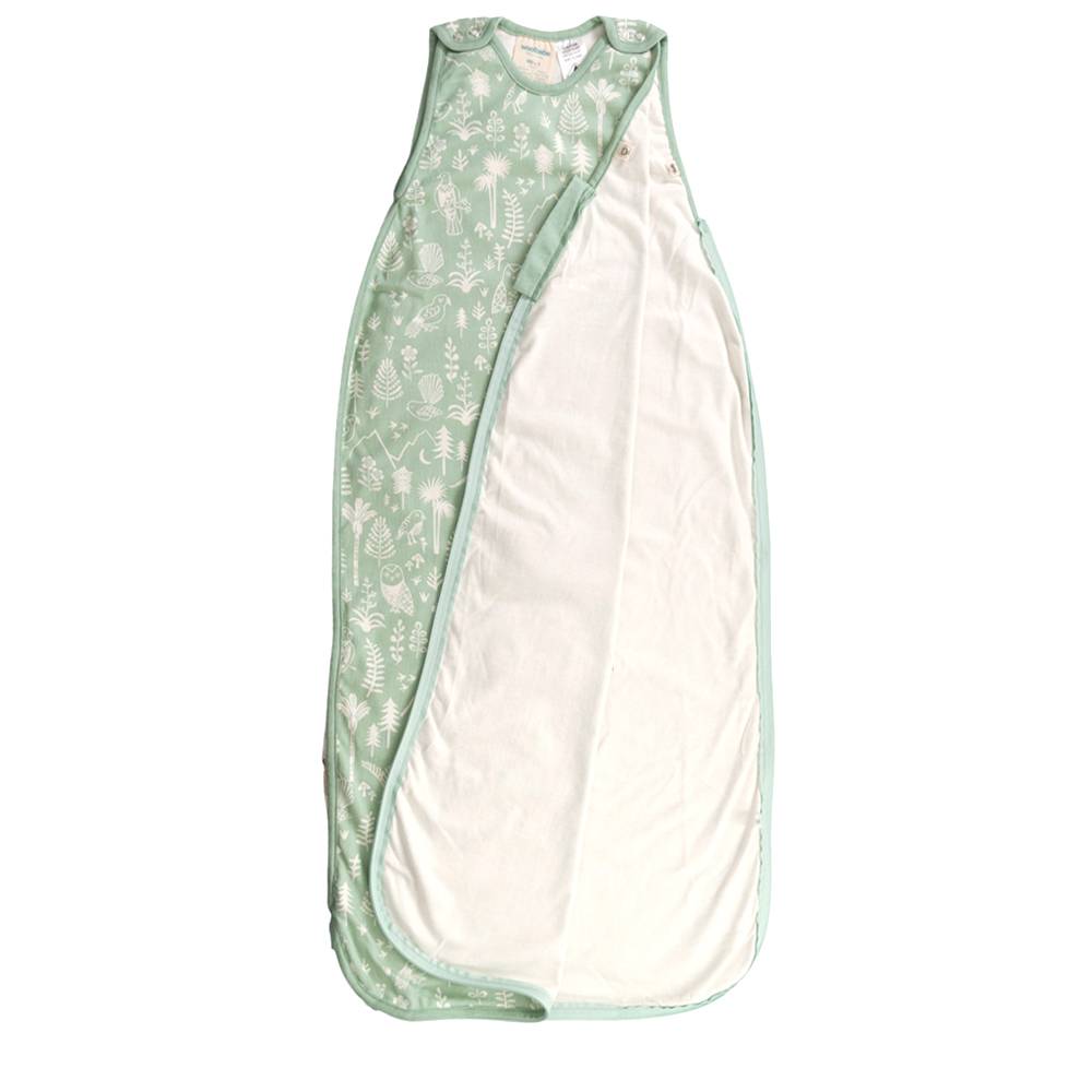 Baby wrap with green floral pattern on a white background