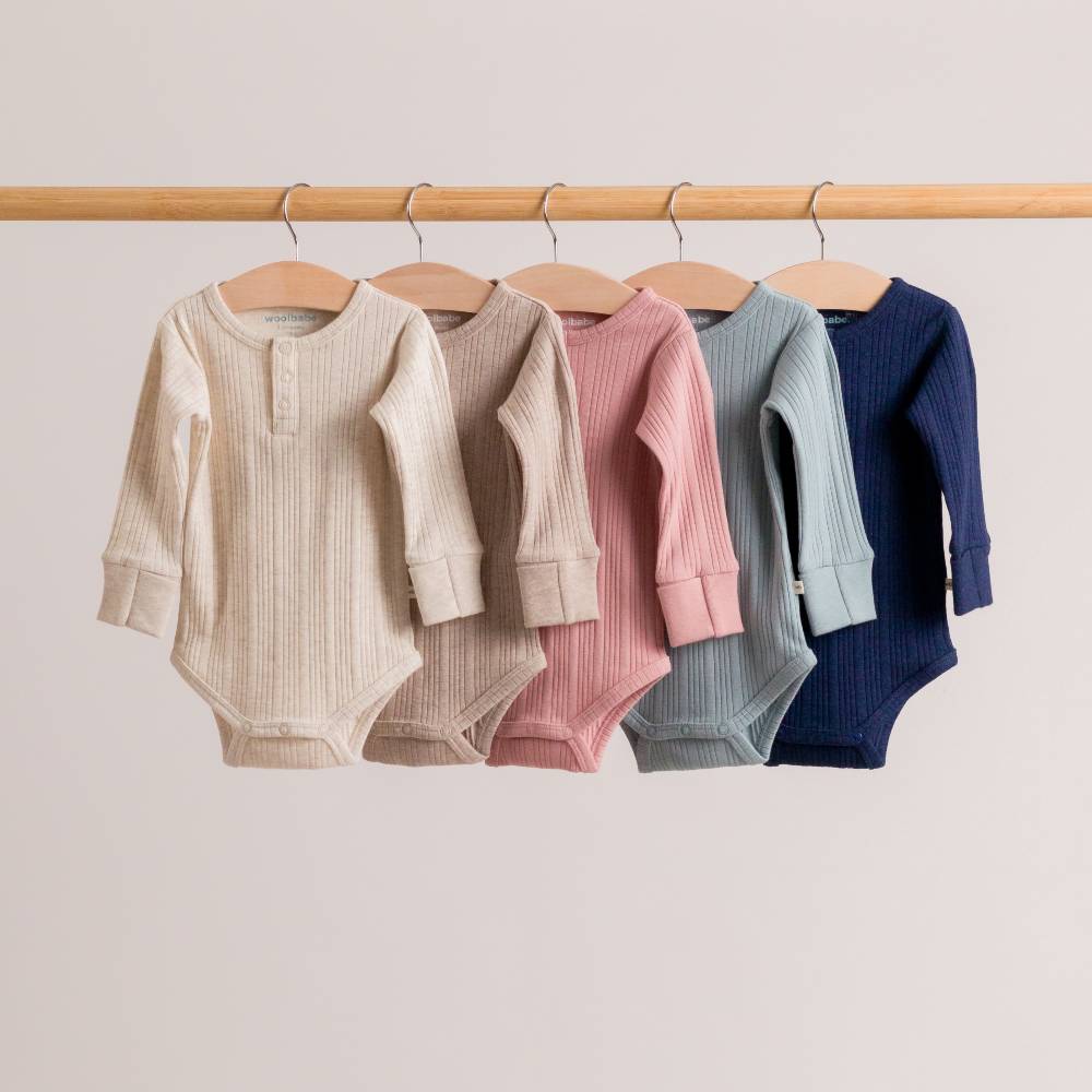 Long Sleeve Henley Bodysuit - Pebble Marl