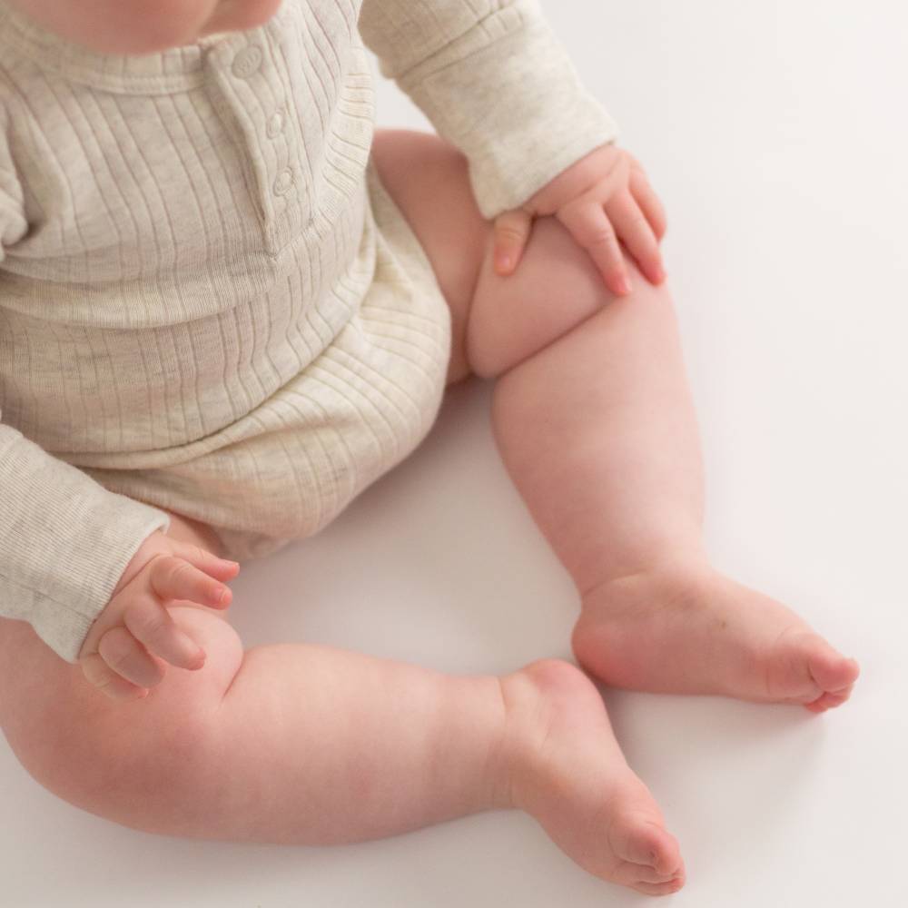 Long Sleeve Henley Bodysuit - Pebble Marl