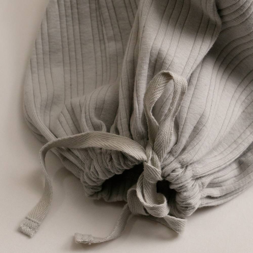 Merino Cotton Henley Baby Gown - Pebble Marl