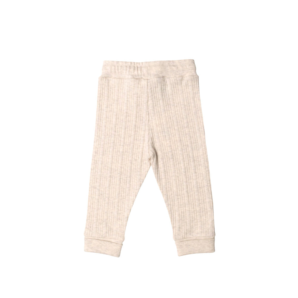 Cream merino baby pants on a white background
