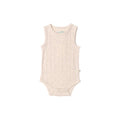 Cream marl merino sleeveless baby bodysuit on a white background