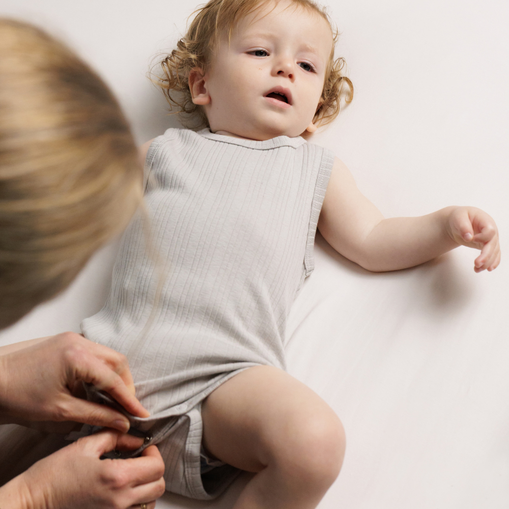 Merino Cotton Singletsuit - Pebble Marl