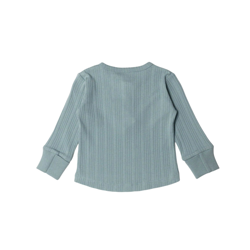 Merino Cotton Henley Top - Tide Marl