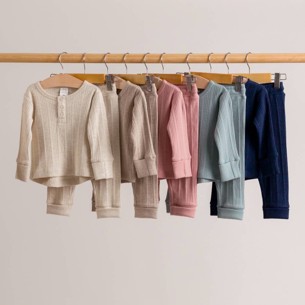 Merino Cotton Henley Top - Dusk Marl