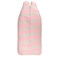 Pink and white striped sleeveless woolbabe sleeping bag on a white background