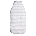 Grey merino striped baby sleeping bag on a white background