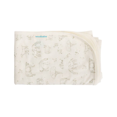 Merino Cotton Swaddle/Blanket - Farmyard on a white background. 