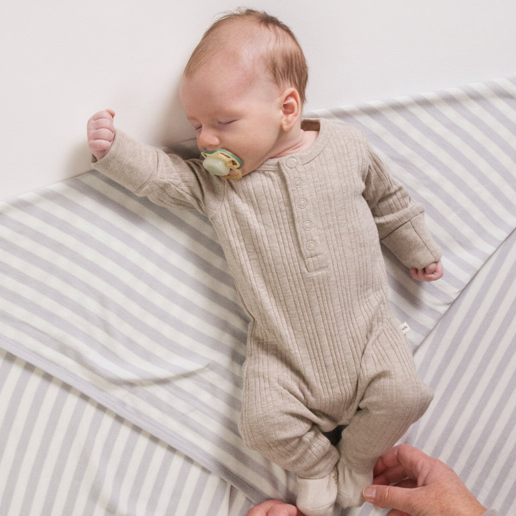 Merino Cotton Swaddle Blanket - Pebble