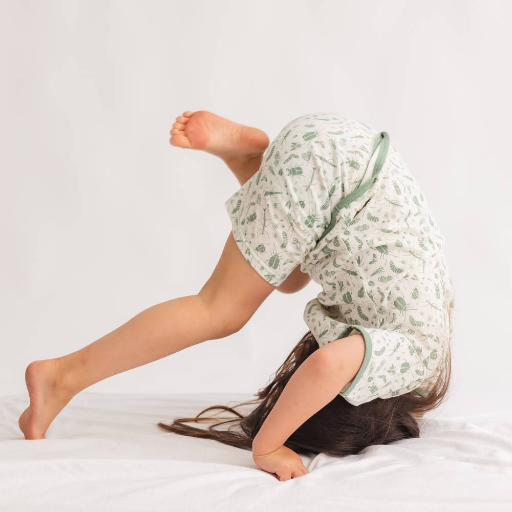 Merino Cotton Summer Pyjamas - Sage Bugs