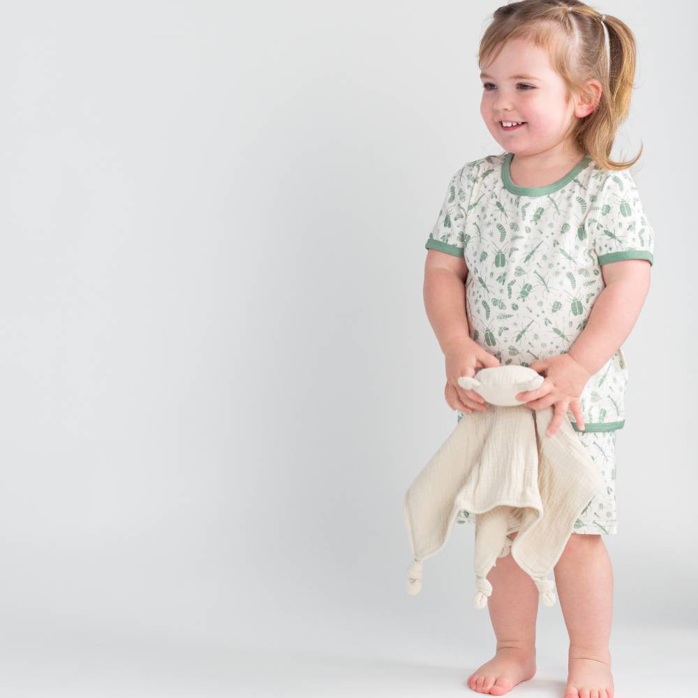 Merino Cotton Summer Pyjamas - Sage Bugs