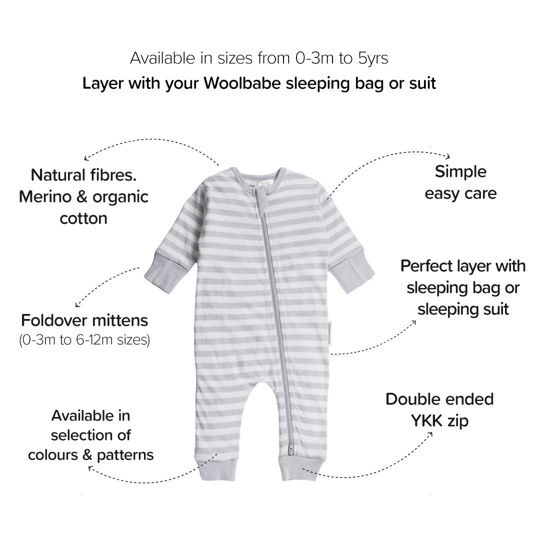 Merino Cotton PJ Suit - Glacier