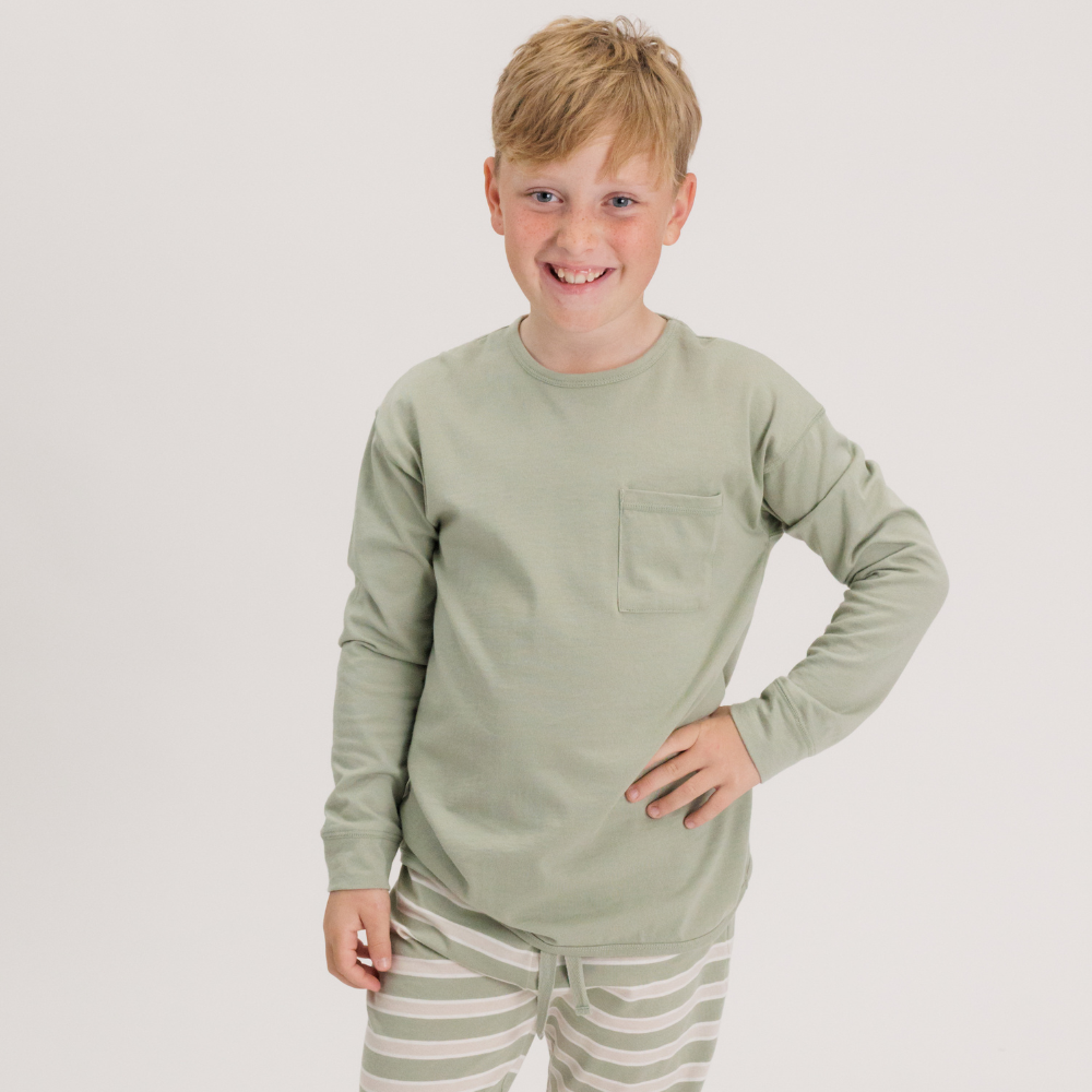Merino Cotton Relaxed Winter Pyjamas - Flax/Dune