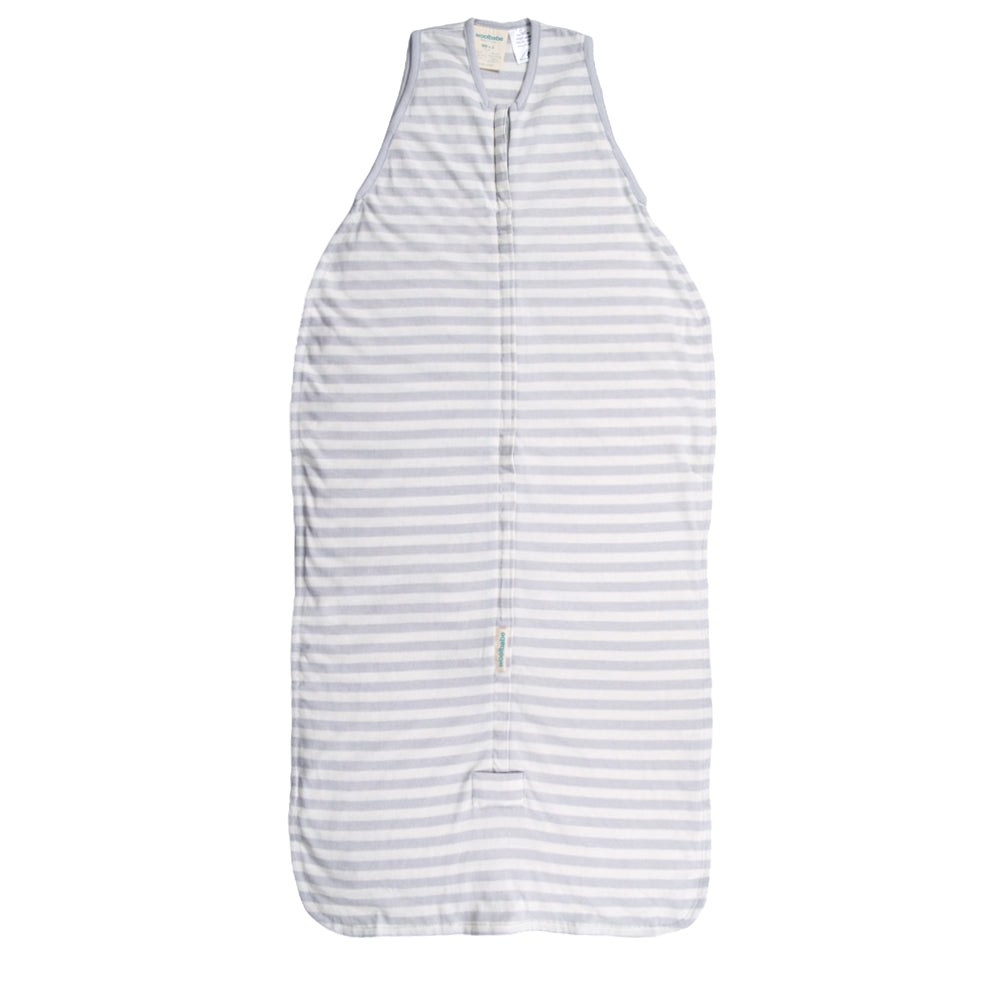 Striped baby summer sleeping bag on a white background