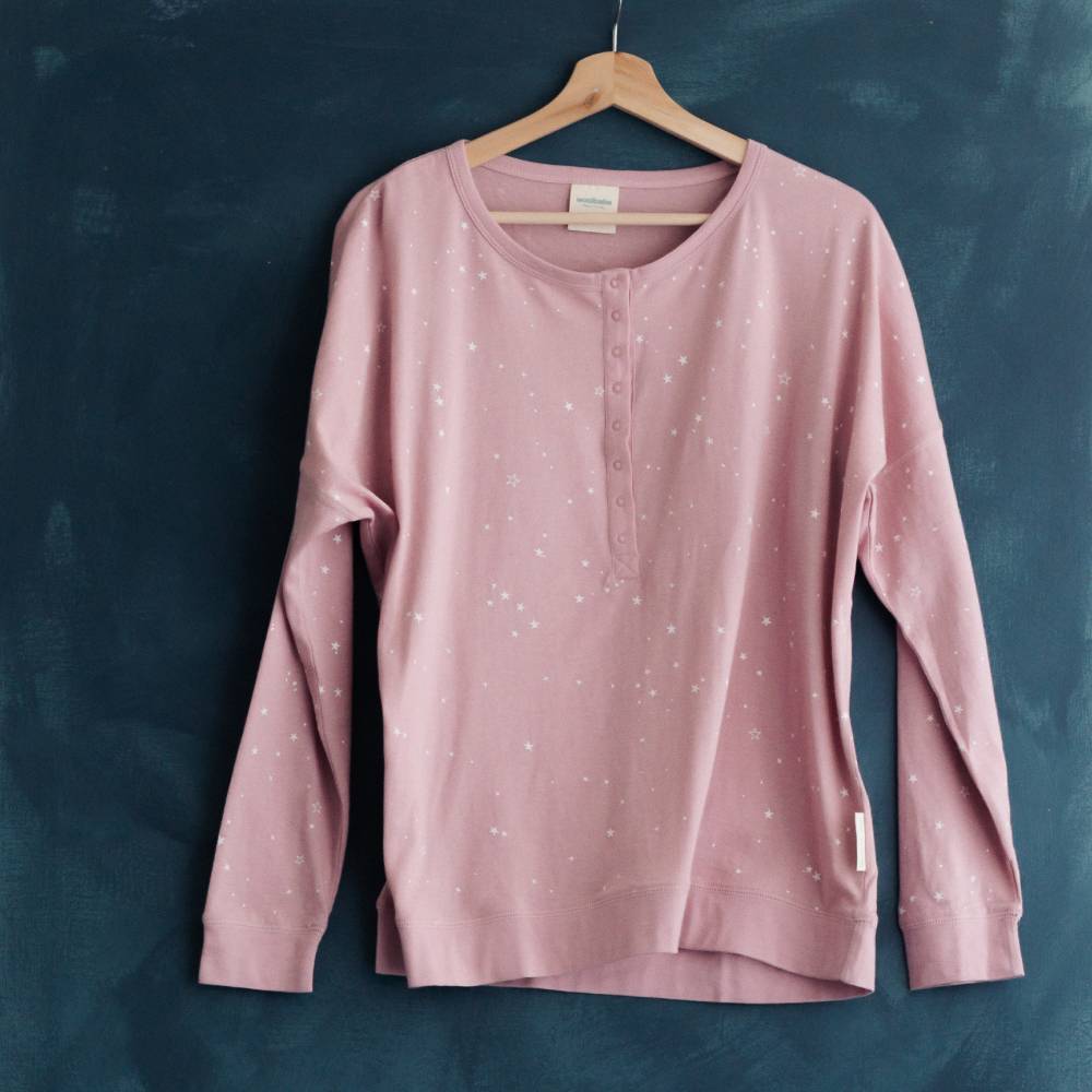 Relax! Merino Cotton Henley Top - Dusk Stars