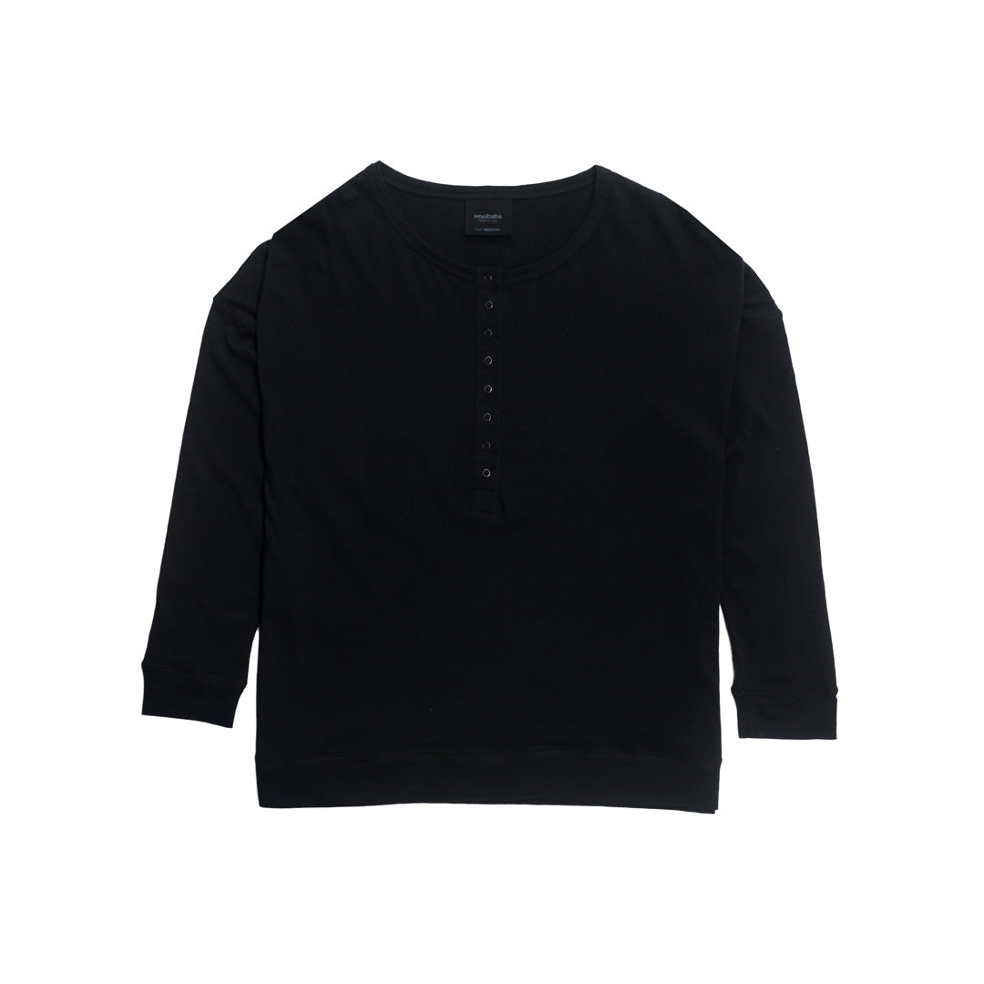 Relax! Merino Cotton Henley Top - Solid Night