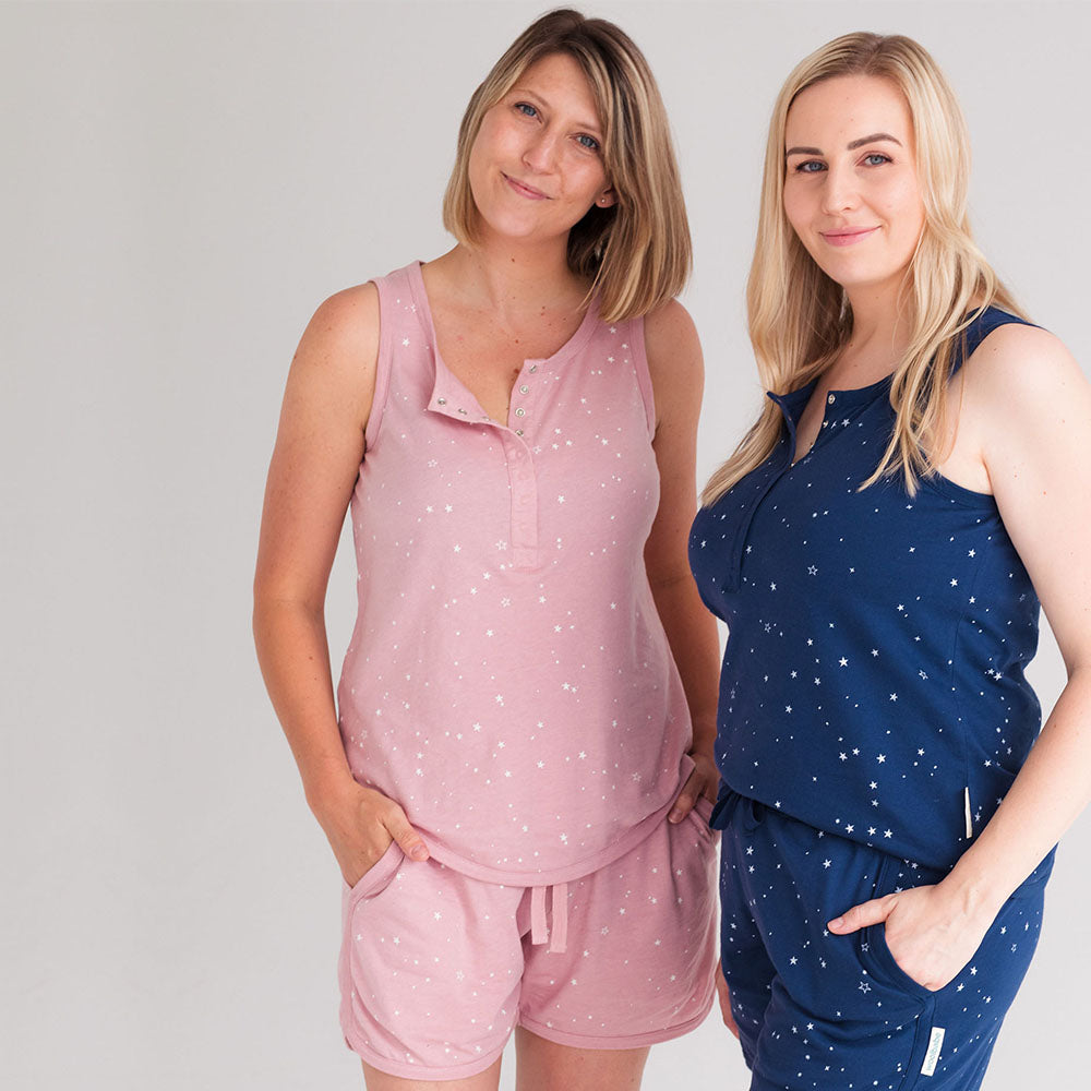 Relax! Merino Cotton Henley Tank - Dusk Stars