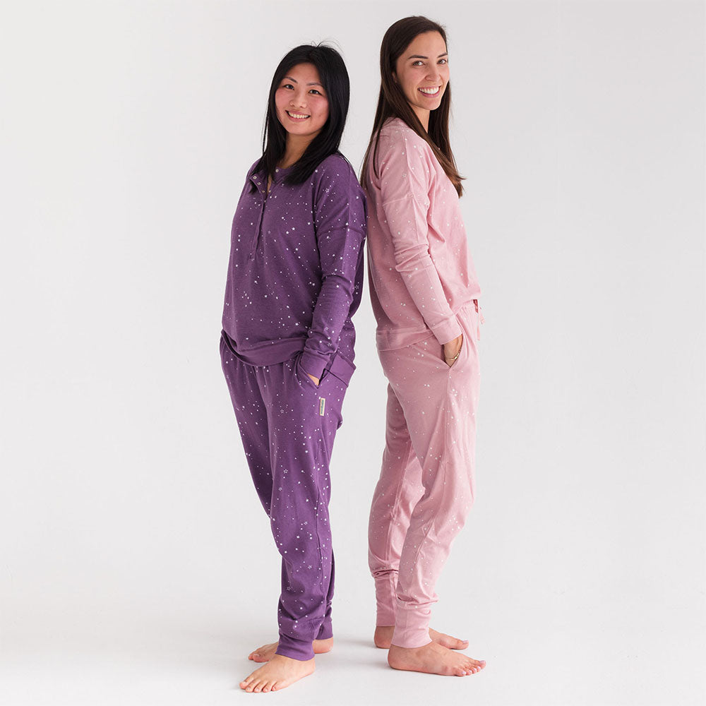 Relax! Merino Cotton Henley Top - Dusk Stars