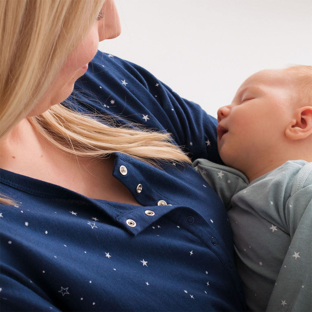 Relax! Merino Cotton Henley Top - Tekapo Stars