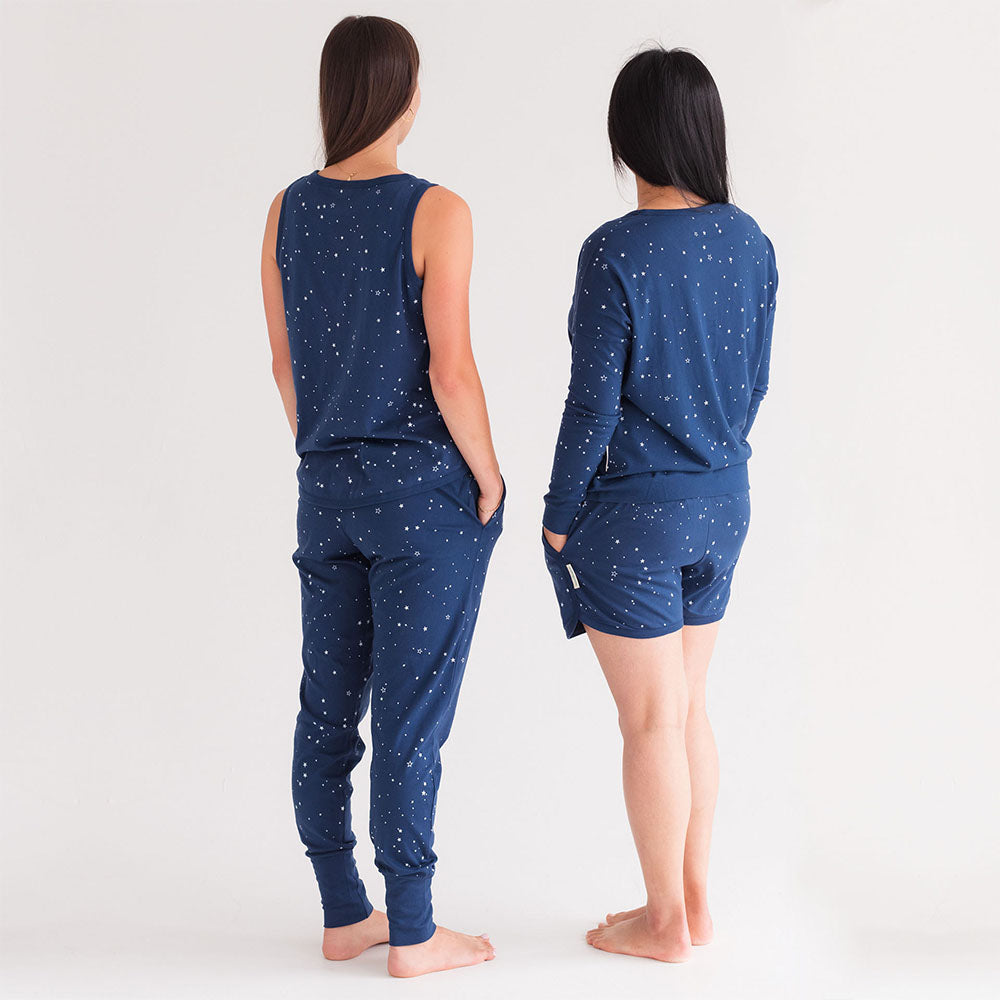 Relax! Merino Cotton Henley Top - Tekapo Stars