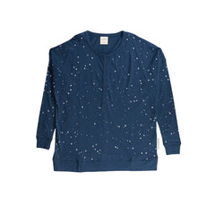 Relax! Merino Cotton Henley Top - Tekapo Stars