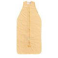Yellow striped baby sleeping bag on a white background