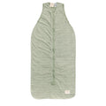 Green Maori patterned summer baby sleeping bag on a white background