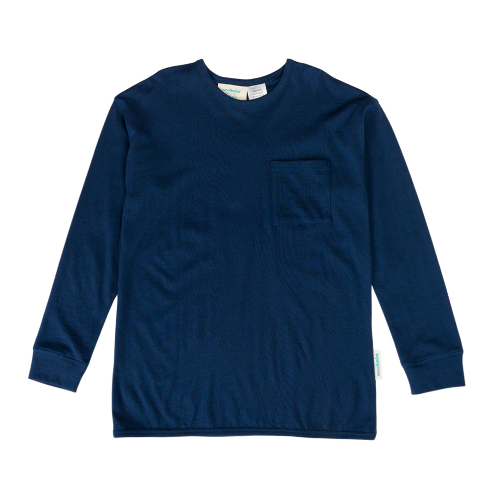 Merino Cotton Relaxed Winter Pyjamas - Midnight/Glacier
