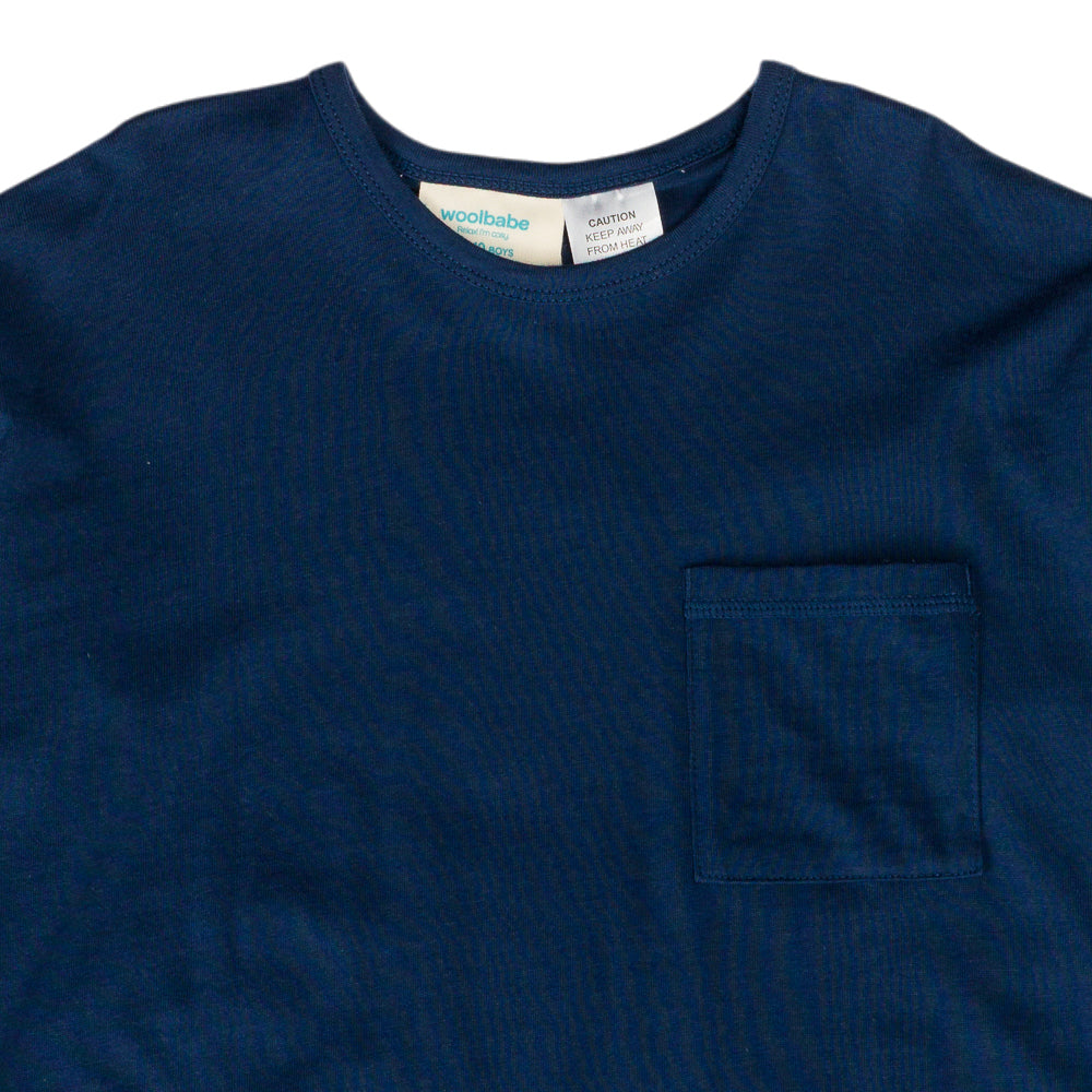 Merino Cotton Relaxed Winter Pyjamas - Midnight/Glacier
