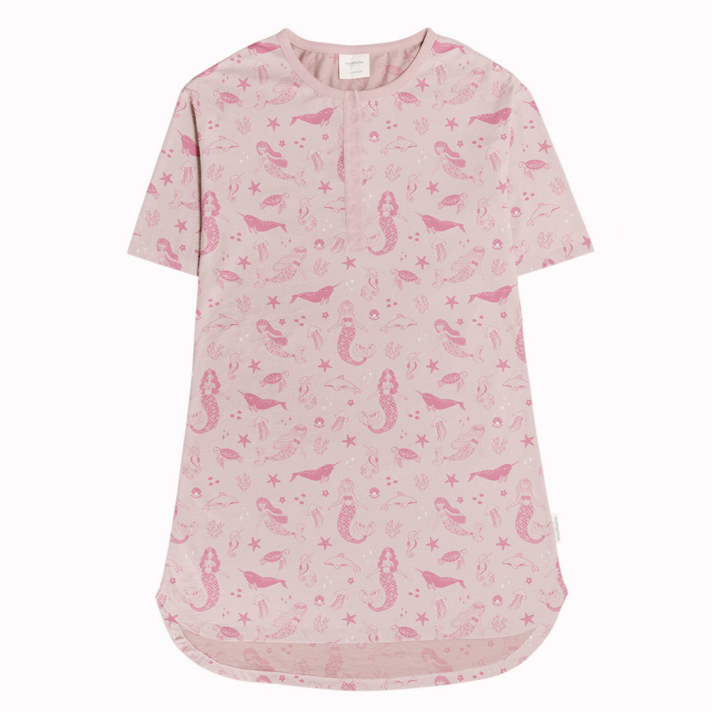 Relax! Henley Short Sleeve Nightie - Shell Mermaids