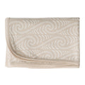 Beige fabric with white Maori Bo + Ko wave pattern on a white background