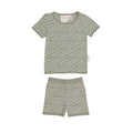 Children's t-shirt and shorts set with Maori wave pattern on a white background