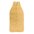 Yellow baby sleeping bag with floral pattern on a white background