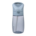 A translucent light blue water bottle with a matching lid and straw, featuring the 'b.box' logo printed vertically on the lower left side, set against a plain white background.
