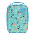 Bluey insulated lunch bag with cartoon dog pattern on a white background