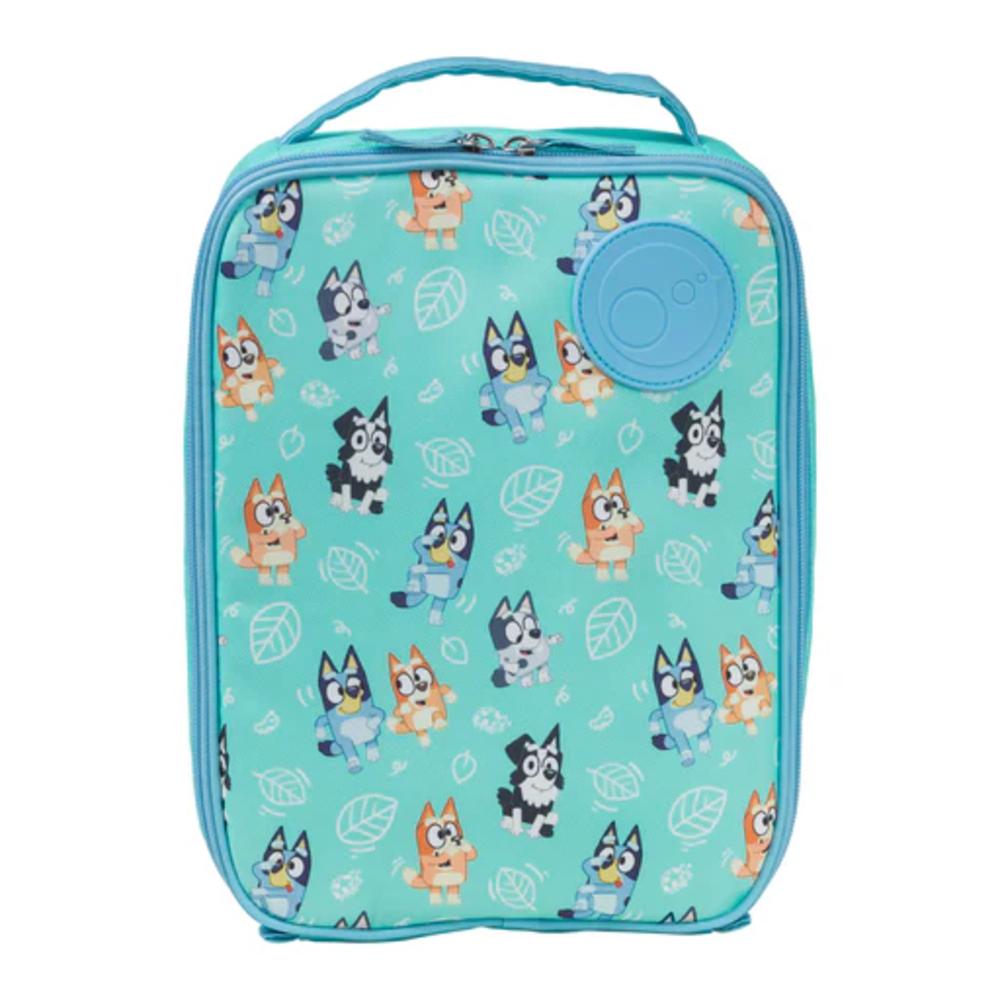 Bluey insulated lunch bag with cartoon dog pattern on a white background
