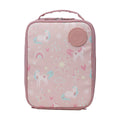 Pink insulated lunch bag with unicorn design on a white background