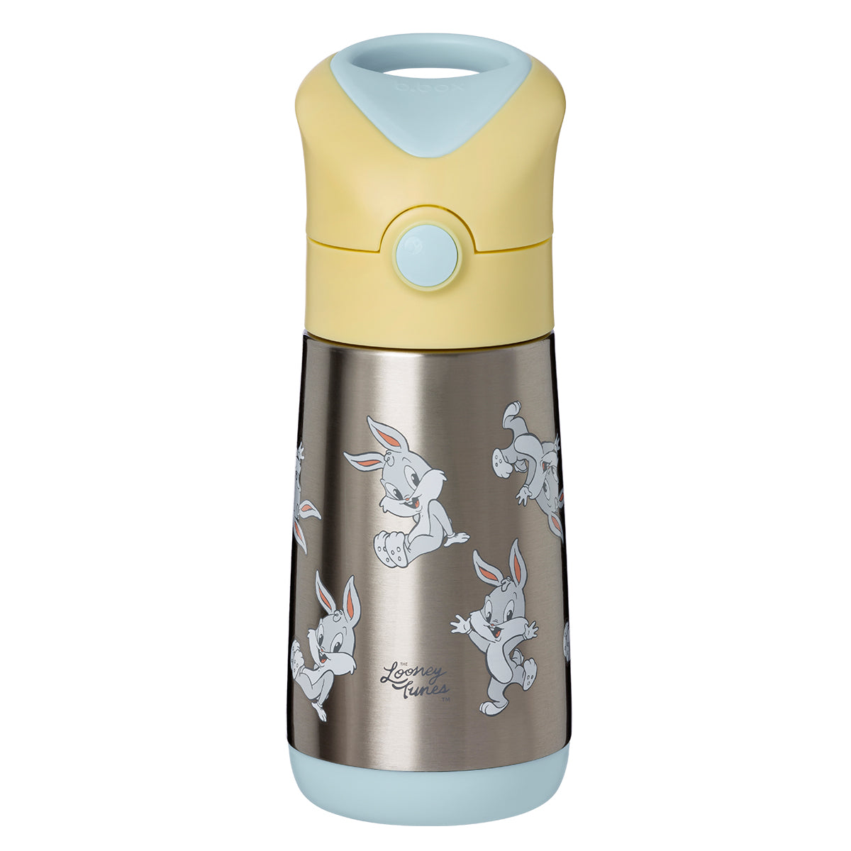 Children's b.box insulated drink bottle with cartoon character design on a white background