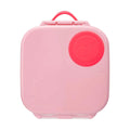 Pink b.box mini lunch box with a red lid on a white background