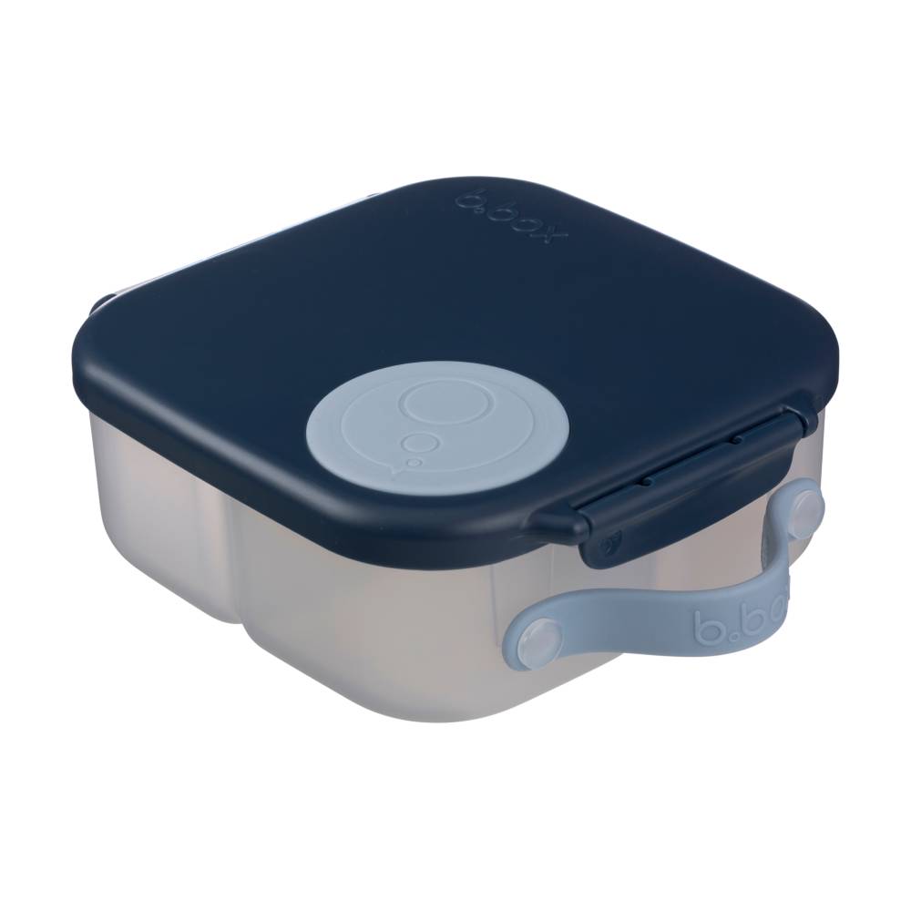 b.box mini lunchbox with navy lid and blue handle on a white background