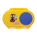 Yellow snack container with Spider-Man design on a white background