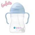 B.box sippy cup with blue handle and lid on a white background