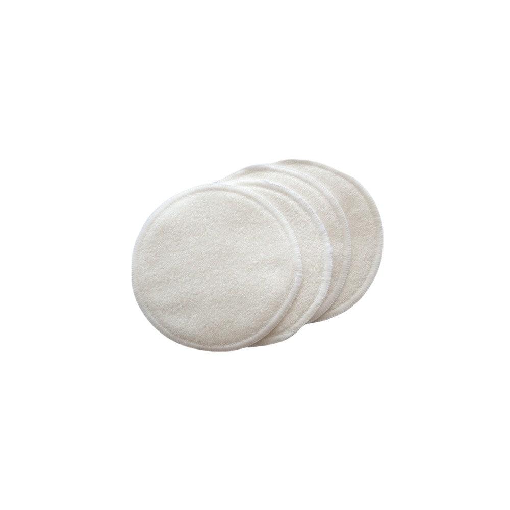 2 pairs of white bamboo breast pads stacked on a white background