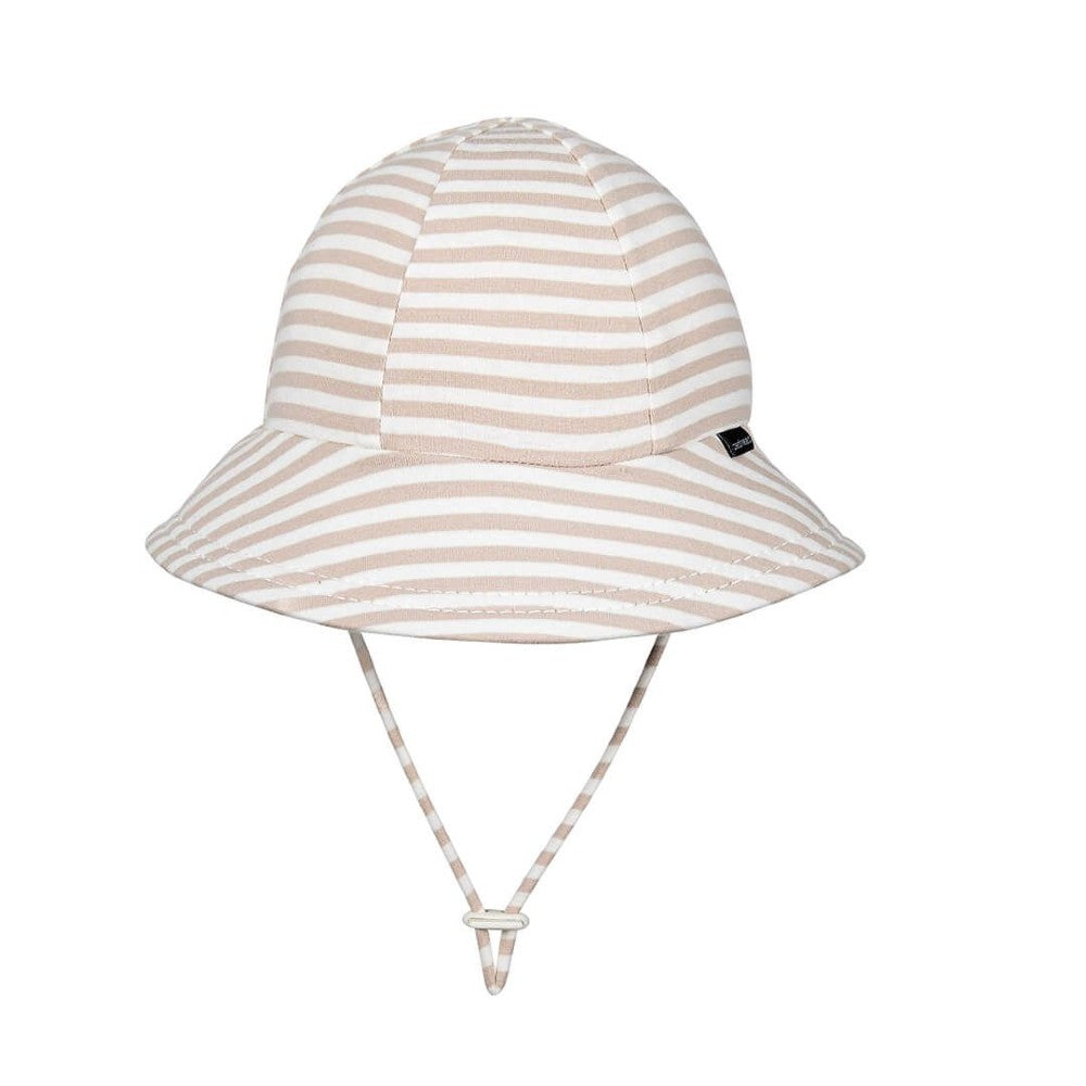 Toddler Bucket Sun Hat - Natural Stripe on a white background