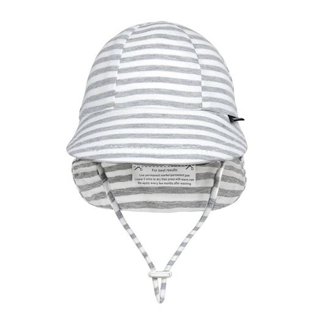 Legionnaire Flap Sun Hat - Grey Stripe on a white background