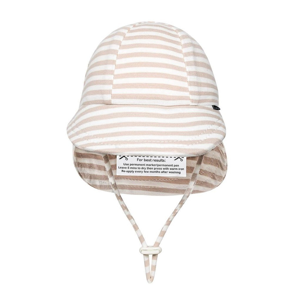 Legionnaire Flap Sun Hat - Natural Stripe on a white background