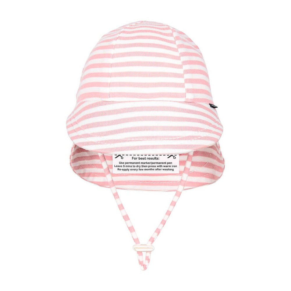 Legionnaire Flap Sun Hat - Pink Stripe on a white background
