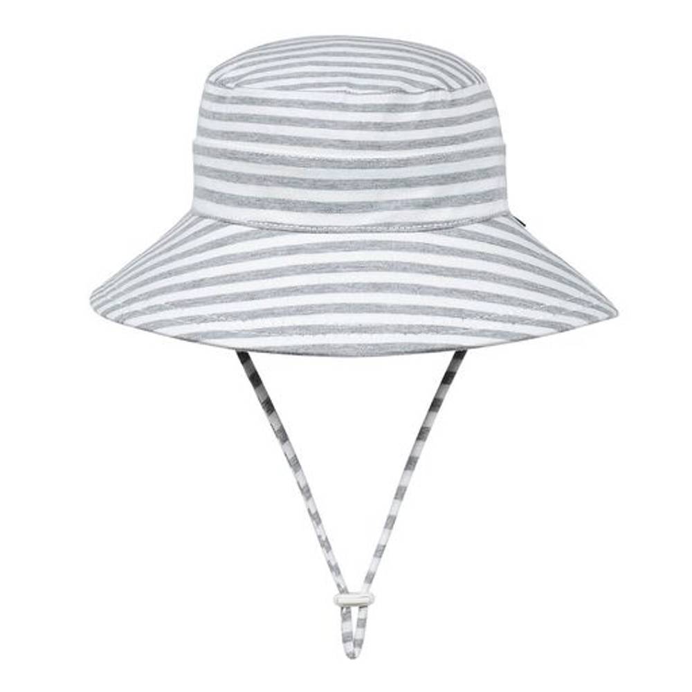 Classic Bucket Sun Hat - Grey Stripe on a white background