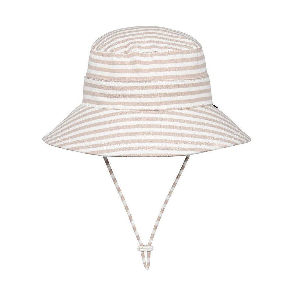 Classic Bucket Sun Hat - Natural Stripe on a white background